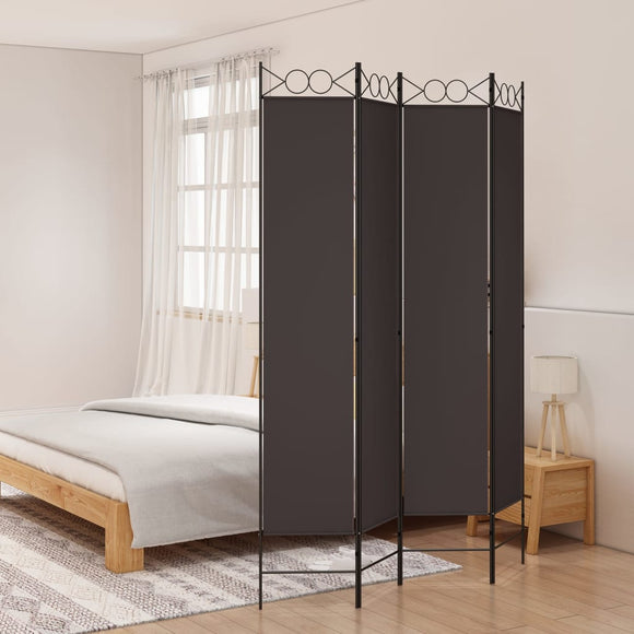 NNEVL 4-Panel Room Divider Brown 160x220 cm Fabric