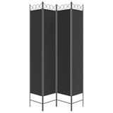 NNEVL 4-Panel Room Divider Black 160x220 cm Fabric