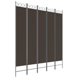 NNEVL 5-Panel Room Divider Brown 200x220 cm Fabric