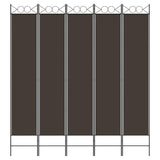 NNEVL 5-Panel Room Divider Brown 200x220 cm Fabric