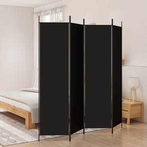 NNEVL 4-Panel Room Divider Black 200x200 cm Fabric