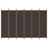 NNEVL 6-Panel Room Divider Brown 300x200 cm Fabric