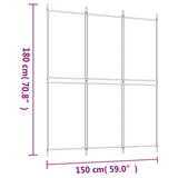 NNEVL 3-Panel Room Divider Black 150x180 cm Fabric