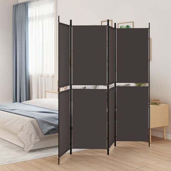 NNEVL 4-Panel Room Divider Brown 200x180 cm Fabric