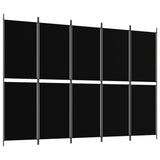 NNEVL 5-Panel Room Divider Black 250x180 cm Fabric