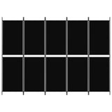 NNEVL 5-Panel Room Divider Black 250x180 cm Fabric