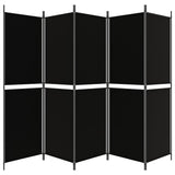 NNEVL 5-Panel Room Divider Black 250x180 cm Fabric