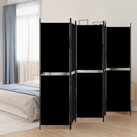 NNEVL 5-Panel Room Divider Black 250x180 cm Fabric
