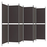 NNEVL 6-Panel Room Divider Brown 300x180 cm Fabric