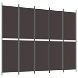 NNEVL 5-Panel Room Divider Brown 250x200 cm Fabric