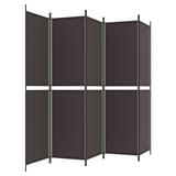 NNEVL 5-Panel Room Divider Brown 250x200 cm Fabric