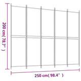 NNEVL 5-Panel Room Divider Brown 250x200 cm Fabric