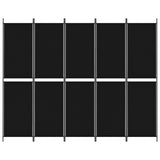NNEVL 5-Panel Room Divider Black 250x200 cm Fabric