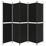 NNEVL 5-Panel Room Divider Black 250x200 cm Fabric