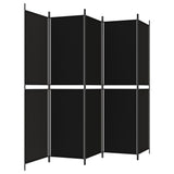 NNEVL 5-Panel Room Divider Black 250x200 cm Fabric