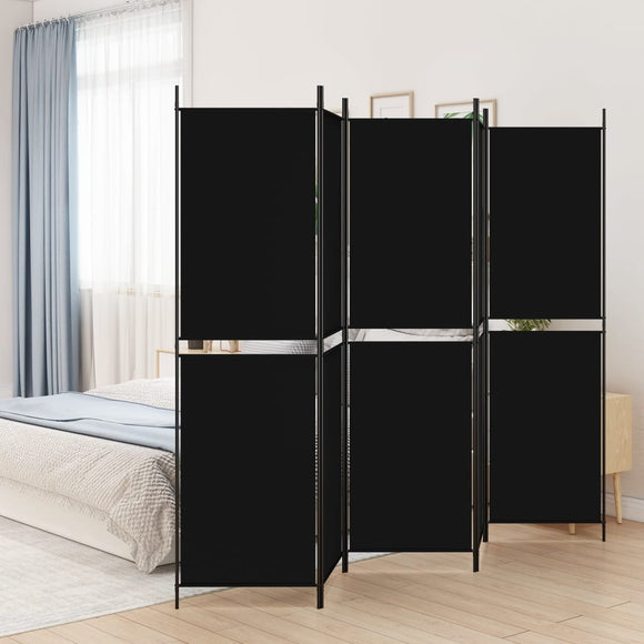 NNEVL 5-Panel Room Divider Black 250x200 cm Fabric