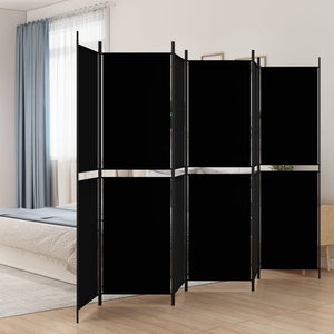 NNEVL 6-Panel Room Divider Black 300x200 cm Fabric