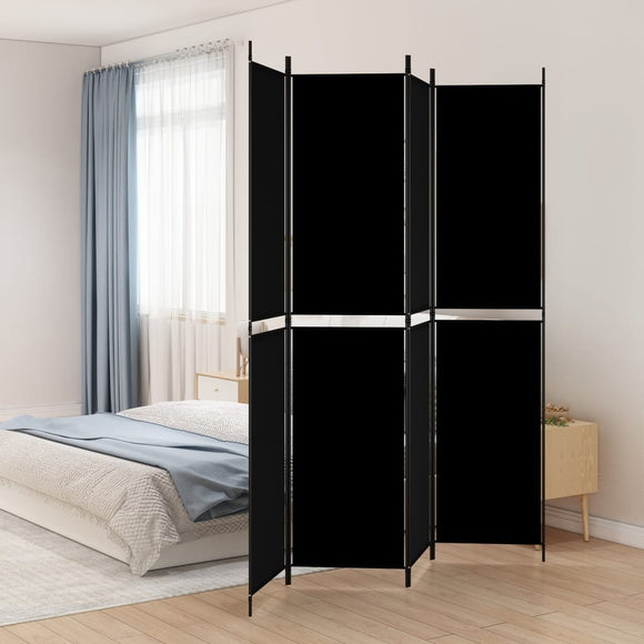 NNEVL 4-Panel Room Divider Black 200x220 cm Fabric