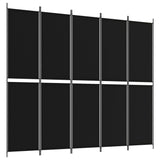 NNEVL 5-Panel Room Divider Black 250x220 cm Fabric