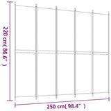 NNEVL 5-Panel Room Divider Black 250x220 cm Fabric
