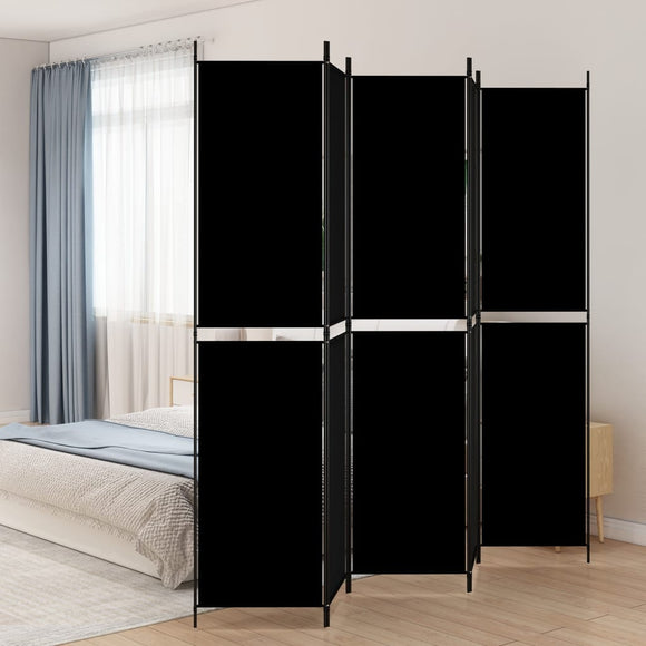 NNEVL 5-Panel Room Divider Black 250x220 cm Fabric