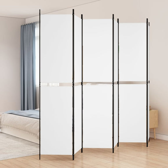 NNEVL 6-Panel Room Divider White 300x220 cm Fabric