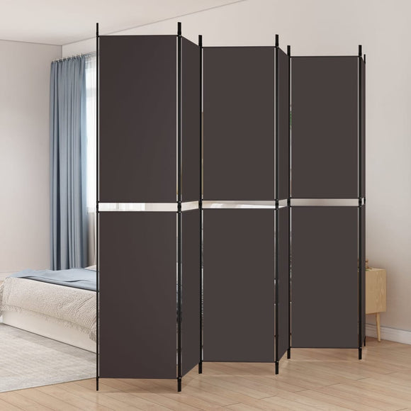 NNEVL 6-Panel Room Divider Brown 300x220 cm Fabric