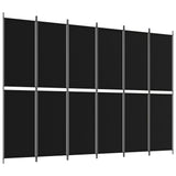 NNEVL 6-Panel Room Divider Black 300x220 cm Fabric