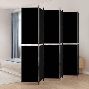 NNEVL 6-Panel Room Divider Black 300x220 cm Fabric