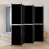 NNEVL 6-Panel Room Divider Black 300x220 cm Fabric