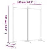 NNEVL 2-Panel Room Divider White 175x180 cm Fabric