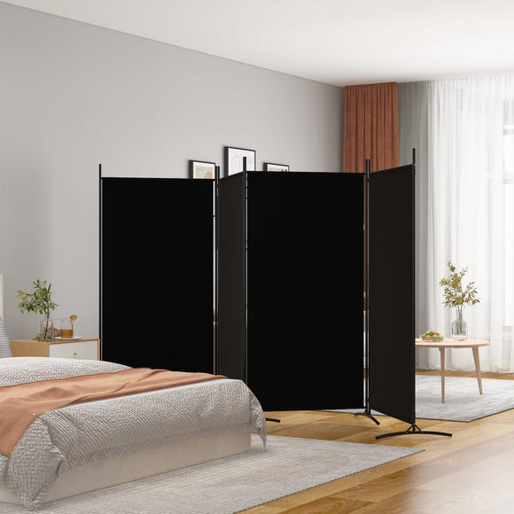 NNEVL 4-Panel Room Divider Black 346x180 cm Fabric