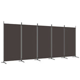 NNEVL 5-Panel Room Divider Brown 433x180 cm Fabric