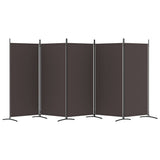 NNEVL 5-Panel Room Divider Brown 433x180 cm Fabric