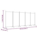 NNEVL 5-Panel Room Divider Brown 433x180 cm Fabric