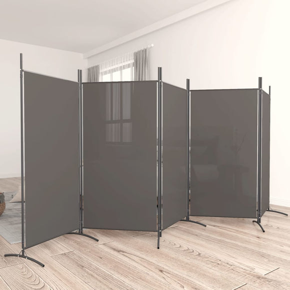 NNEVL 5-Panel Room Divider Anthracite 433x180 cm Fabric