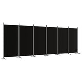 NNEVL 6-Panel Room Divider Black 520x180 cm Fabric