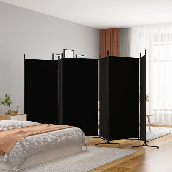 NNEVL 6-Panel Room Divider Black 520x180 cm Fabric
