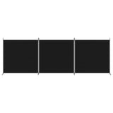 NNEVL 3-Panel Room Divider Black 525x180 cm Fabric