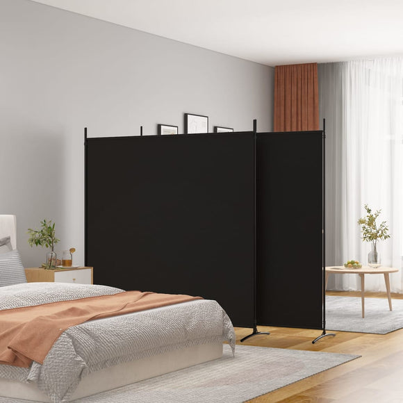 NNEVL 3-Panel Room Divider Black 525x180 cm Fabric