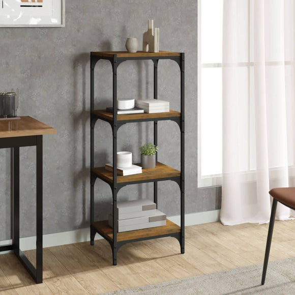 NNEVL Book Cabinet Smoked Oak 40x33x100 cm Engineered Wood and Steel