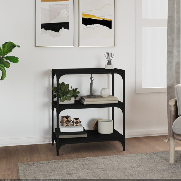 NNEVL Book Cabinet Black 60x33x70.5 cm Engineered Wood and Steel