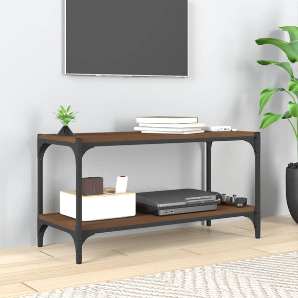 NNEVL TV Cabinet Brown Oak 80x33x41 cm Engineered Wood and Steel