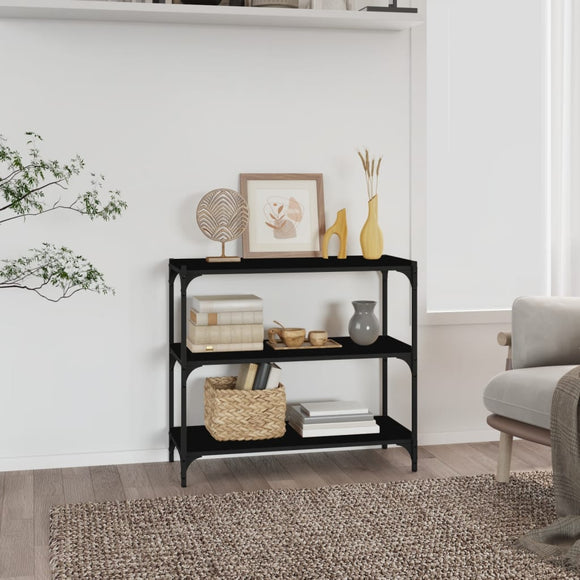 NNEVL Book Cabinet Black 80x33x70.5 cm Engineered Wood and Steel