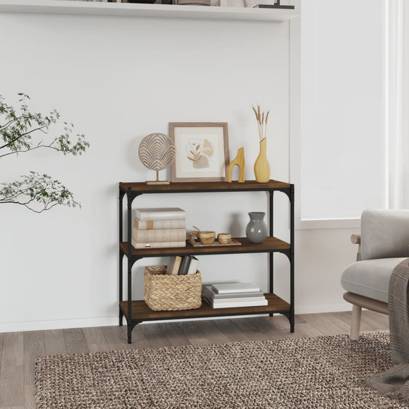 NNEVL Book Cabinet Brown Oak 80x33x70.5 cm Engineered Wood and Steel