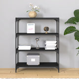 NNEVL Book Cabinet Black 80x33x100 cm Engineered Wood and Steel