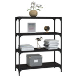 NNEVL Book Cabinet Black 80x33x100 cm Engineered Wood and Steel