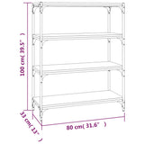 NNEVL Book Cabinet Black 80x33x100 cm Engineered Wood and Steel