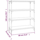 NNEVL Book Cabinet Brown Oak 80x33x100 cm Engineered Wood and Steel