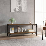 NNEVL TV Cabinet Brown Oak 100x33x41 cm Engineered Wood and Steel